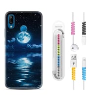 Huawei P20 Lite Mate 10 20 Lite Pro P40 Lite KılıfKablo Koruma Spiral Silikon Night Moon 1133