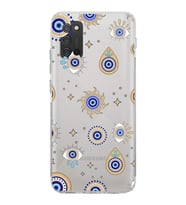 PrintiFy Samsung Galaxy A02s ile Uyumlu Nazar Boncuğu 5  Kamera Korumalı Şeffaf Silikon Kılıf