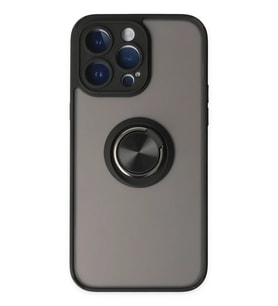 Newface Apple iPhone 14 Pro Kılıf Montreal Yüzüklü Silikon Kapak - Siyah