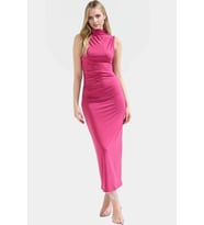 Örme Kumaş Bodycon Maxi Elbise Dik Yaka Günlük Casual Seçkin Malzeme Yüksek Kalite Dayanıklı