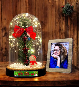 Yılbaşı Hediyesi - Size Özel Fotoğraflı Led Işıklı Yılbaşı Fanusu - Yeni Yıl Hediyesi