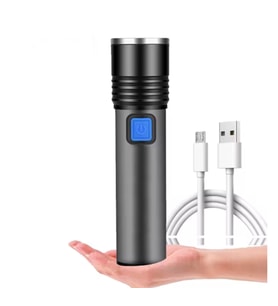USB Şarj Edilebilir LED Lamba Fener Su Geçirmez Kamp Işık Zumlanabilir 3 Mod Flash Modlu EL Feneri