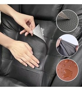 Kendinden Yapışkanlı Su Geçirmez PU Deri Koltuk Araç Koltuğu Tamir Yama Bandı 50x100cm Siyah