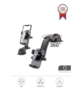 Torima JX-048 Siyah Araç İçi Vantuzlu 360 Derece Telefon Tutucu