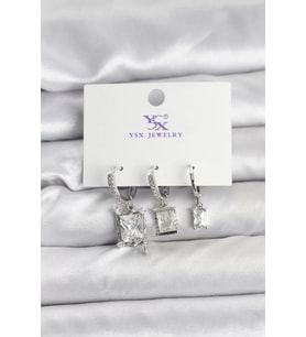 Gümüş Renk Zirkon Taşlı Kadın Küpe - TJ-BKP11343