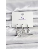 Gümüş Renk Zirkon Taşlı Kadın Küpe - TJ-BKP11343