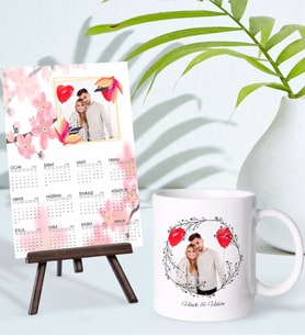 BK Gift Kişiye Özel Fotoğraflı Kupa Bardak ve 13x18cm Fotoğraf Kartlı Şövaleli 2024 Takvim Hediye Seti-26