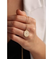 Kişiye Özel 925 Ayar Gümüş Zarif Pusula Tasarım Kolye (Gold)
