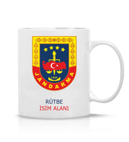 Jandarma Astsubay Rütbeli Özel Hediye İsimli Çay Kahve Kupa Bardak-Askeri-025