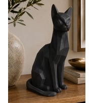 El Yapımı Kübik Kedi Heykeli Dekoratif El Yapımı Heykel Biblo 23 Cm El Yapımı