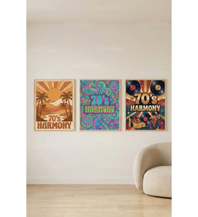 Retro 70’s Harmony 3’lü Ahşap Çerçeveli Tablo Seti