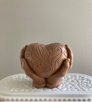 Kahverengi  Pembe  Beyaz Kalbim Seninle Aşkım Dekoratif Masa Süsü (Kahverengi)