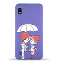 Samsung Galaxy A10 Uyumlu Lansman Kılıf Aşk Tasarımlı İçi Kadife Kapak-Mor (Şeffaf)