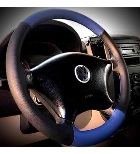 DİKİŞLİ DİREKSİYON KILIFI MAVİ DERİ SİYAH DERİ MAVİ DİKİŞLİ VOLKSWAGEN CRAFTER