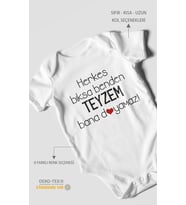 Herkes Bıksa Benden Teyzem Bana Doyamaz! Baskılı Bebek Zıbını – Çıtçıtlı Body  %100 Pamuk Kısa Kol (Beyaz)