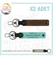 Motor Yarışçıları İçin İsim Plaka ve 0 Rh (+) Kan Grubu Yazılı 2'li Anahtarlık, Kahve-Turkuaz-SK (Çok Renkli)