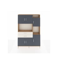 Arges Dolap 9 Raflı 2 Çekmeceli 6 Kapaklı 132x30x195 Çam-Antrasit/Aytaşı