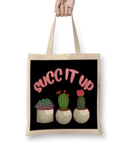 Cute & Funny Succ It Up Succulent Pun Bez Çanta Uzun Saplı