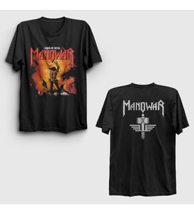 Presmono Unisex Siyah Kings Of Metal Manowar Sırt Baskılı T-Shirt 517150tt