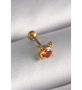 316L Çelik Gold Renk Turuncu Zirkon Taşlı Tragus Piercing 5886 - HPSBYI1374-9976