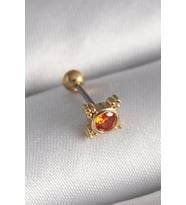 316L Çelik Gold Renk Turuncu Zirkon Taşlı Tragus Piercing 5886 - HPSBYI1374-9976