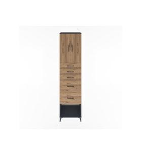 Hyperion Dolap 2 Raflı 5 Çekmeceli 2 Kapaklı 60x44x243 Antrasit-Çam