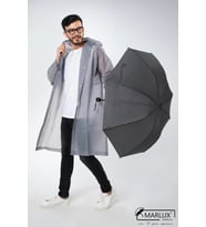 Marlux Siyah Koyu Gri Unisex Yarasa Tip Kırılmaz Şemsiye M21MAR077R003