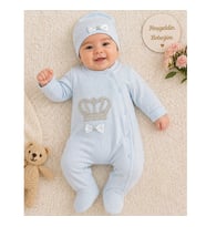 Erkek Bebek taşlı tulum 2li set. Tulum + Şapka. Prens model