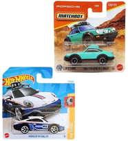 2 Araç Set - Hot Wheels Porsche 911 Rallye & Matchbox1985 Porsche 911 Rally (1/64) Mavi