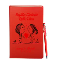 Sevgililer Gününe Özel Kırmızı Defter Kalem Hediye Seti 19