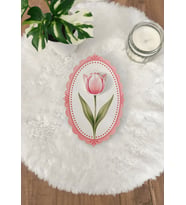 Pamuğum Atelier Pembe Lale Desenli Krem Kutulu Nişan Hediyelik (15-25-50-100-200 Adet)