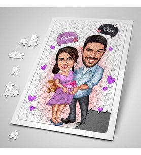 Erkeğe Hediye 240 Parça Bebeklerini Bekleyen Çiftler Karikatürlü Puzzle