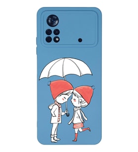 Xiaomi Poco X4 Pro Uyumlu Lansman Kılıf Aşk Tasarımlı İçi Kadife Kapak-mavi (Şeffaf)