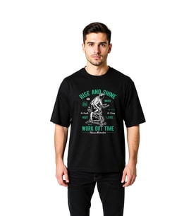 Erkek Oversize Tişört %100 Pamuk Egzersiz Motivasyon Baskısı Spor Grafik Kalkıp Parlayın Konforlu