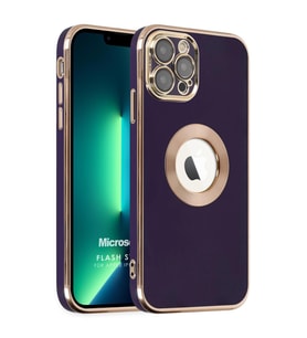 Microsonic Apple iPhone 12 Pro Max Kılıf Flash Stamp Koyu Mor