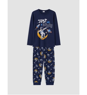 LCW Kids Lacivert Bisiklet Yaka Erkek Çocuk Pijama Takım