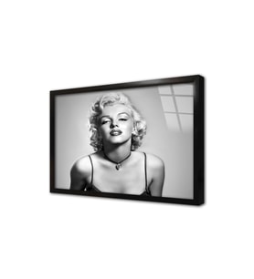 Siyah Beyaz Marilyn Monroe Çerçeveli Cam Tablo
