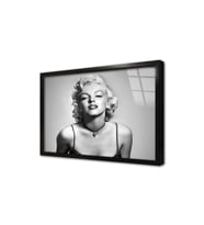 Siyah Beyaz Marilyn Monroe Çerçeveli Cam Tablo