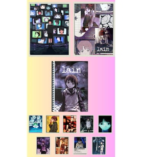 Serial experiments lain Poster A3 ,2 adet defter A4 1adet , fotokart 9 adet