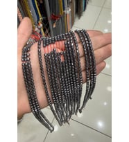 Hematit Taşı Silindir Kesim Parlak Füme 4x4mm Doğal Taş Dizi