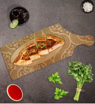 BK Gift Retro Motif Tasarımlı Dikdörtgen Şeklinde Doğal Ahşap Servis ve Sunum Tabağı Model 14