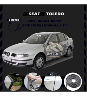 Seat Toledo Oto Araç Kapı Koruma Fitili 5metre Parlak Siyah Renk