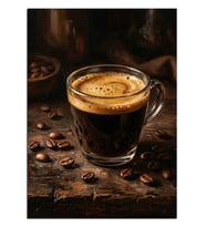 Kahve Çekirdekleri Arasında Sıcak Espresso Dekoratif Kanvas - Mdf Ahşap Tablo