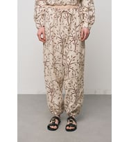 Kadın Botanical Line Nakış İşlemeli Beli Bağcıklı Bohem Pantolon (Bordo)
