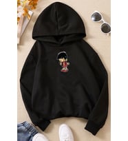 Çocuk Chen Baskılı Sweatshirt (Siyah)