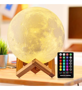 3D Moon Light - Dekoratif 3D Ay Gece Lambası (Beyaz)