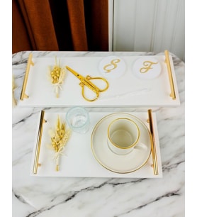 Bond Gold Söz ve Mermer Nişan Tepsisi (Gold)