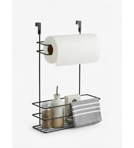 Dolap İçi Asılabilir Metal Kağıt Havluluk ve Deterjan Sepeti Organizer – Dolap Kapağına Asılabilir Kağıt Havlu Askılığı, Deterjan Düzenleyici Raf, Mutfak ve Banyo Kapak İçi Metal Organizer