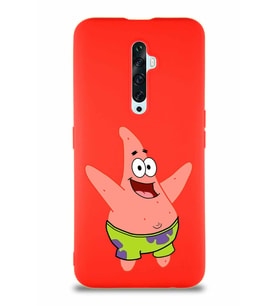 Oppo Reno 2Z Soft Premier Kapak Patrick Yıldız Tasarımlı Silikon Kılıf - Kırmızı (Şeffaf)