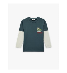 Koton Pamuk Antrasit Erkek Çocuk Uzun Kollu T-shirt 6WKB10392TK